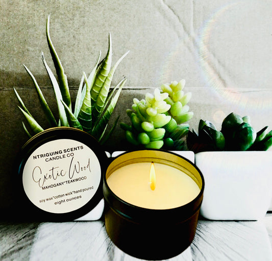 EXOTIC WOOD (8 oz. Soy Wax Scented Candle) (Comparable to BBW Mahogany Teakwood)